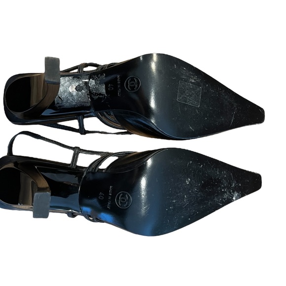 CHANEL Black Slingback Heels Pumps Size 40/Size 10 - Picture 8 of 12